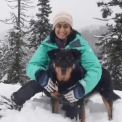Dr. Charu Schmees DVM with pet